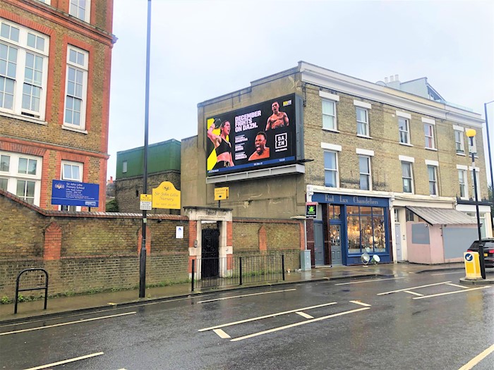 Flank wall, 245 Lillie Road, Fulham, London, SW6, United Kingdom