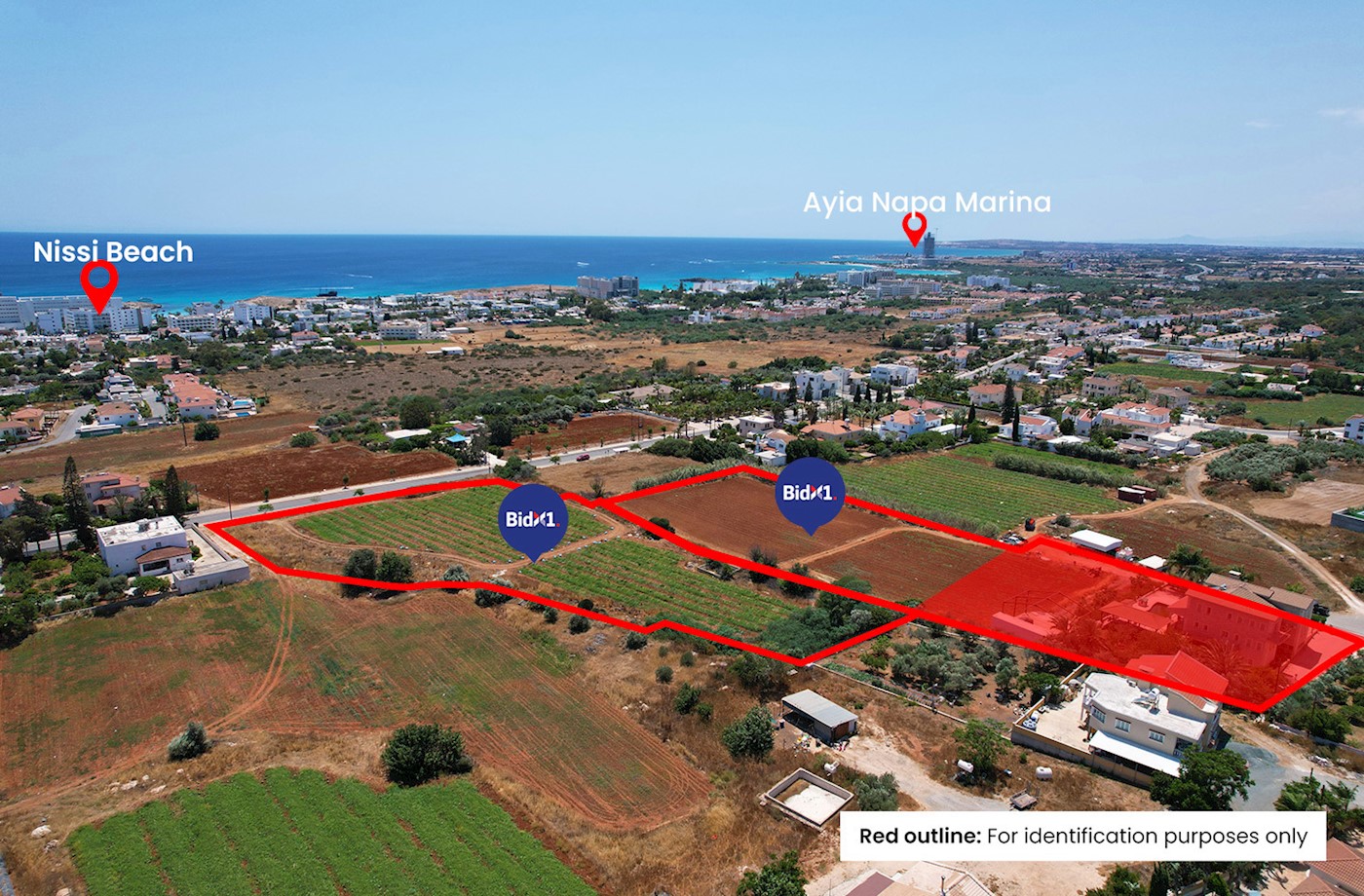2 x contiguous residential fields in Ayia Napa, Famagusta 1/3